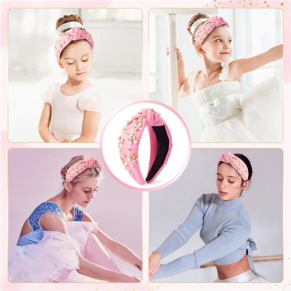 Jeweled Knotted Headband Pink Ballet - Picture 5 of 6